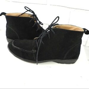 Lands End 7 black suede lace-up booties